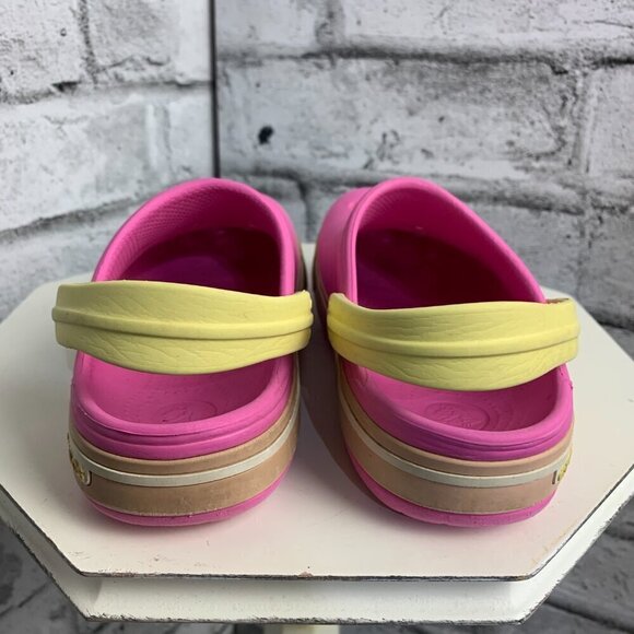 Crocs Bayaband Pink Yellow Clog Sandals - Picture 6 of 8